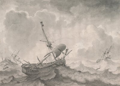 Navires sur une mer orageuse, 1698 - Ludolf Bakhuizen